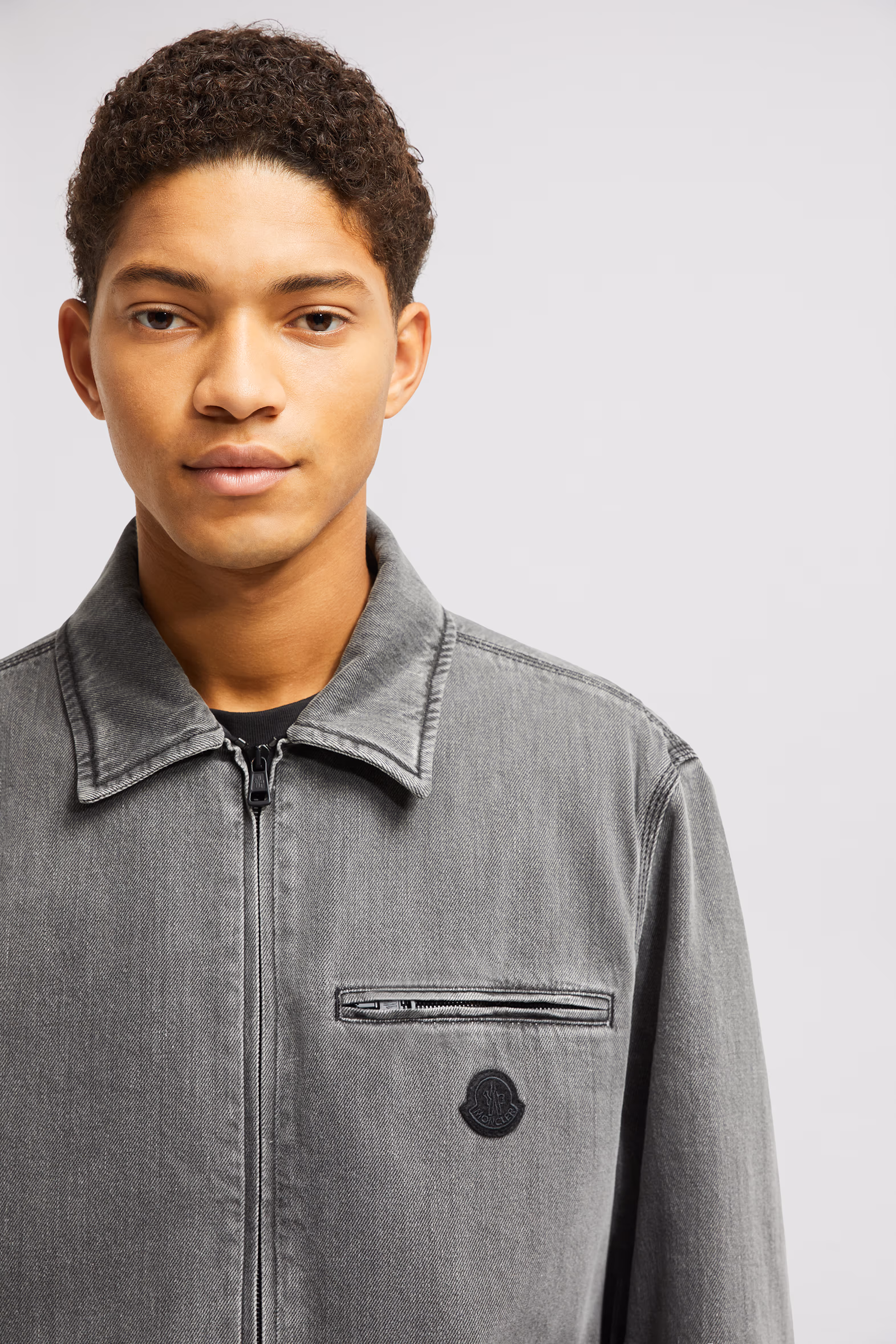 Acate Padded Denim Shirt Jacket Men Black Moncler 4